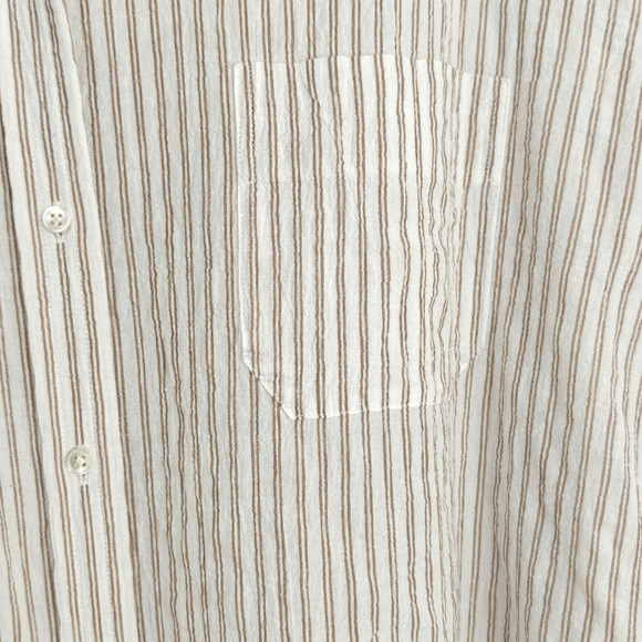 Vince Double Bar Striped Boxy Button Front Shirt Size Large Crinkle Gauze Top - Picture 4 of 12